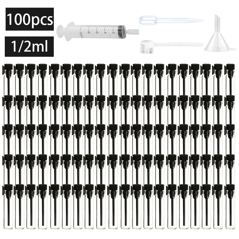 Perfume Fragrance Dispenser - 100/300PCS+4 accessories 1/2ml clear glass perfume